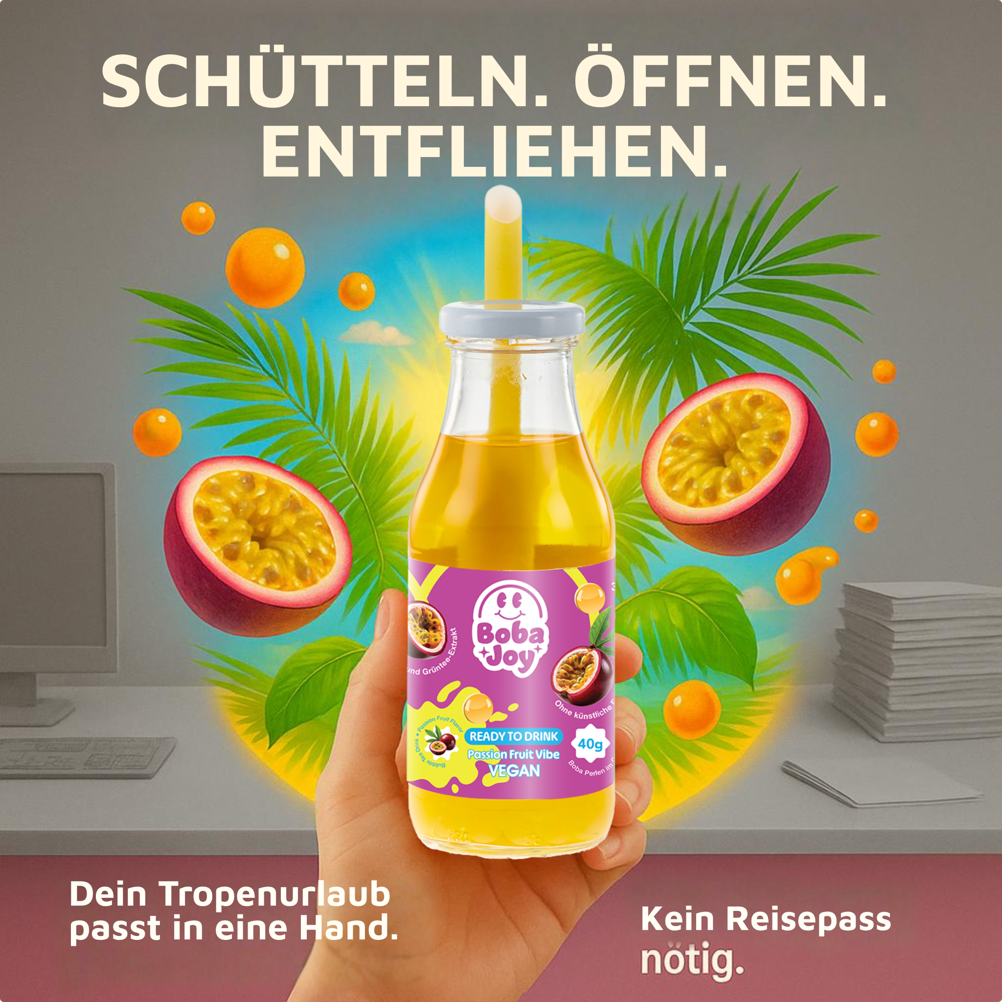 Pro.Di.Gio GmbH - Wholesale Iced Tea - BobaJoy Passion Fruit Vibe Ready to Drink Bubble Tea 2