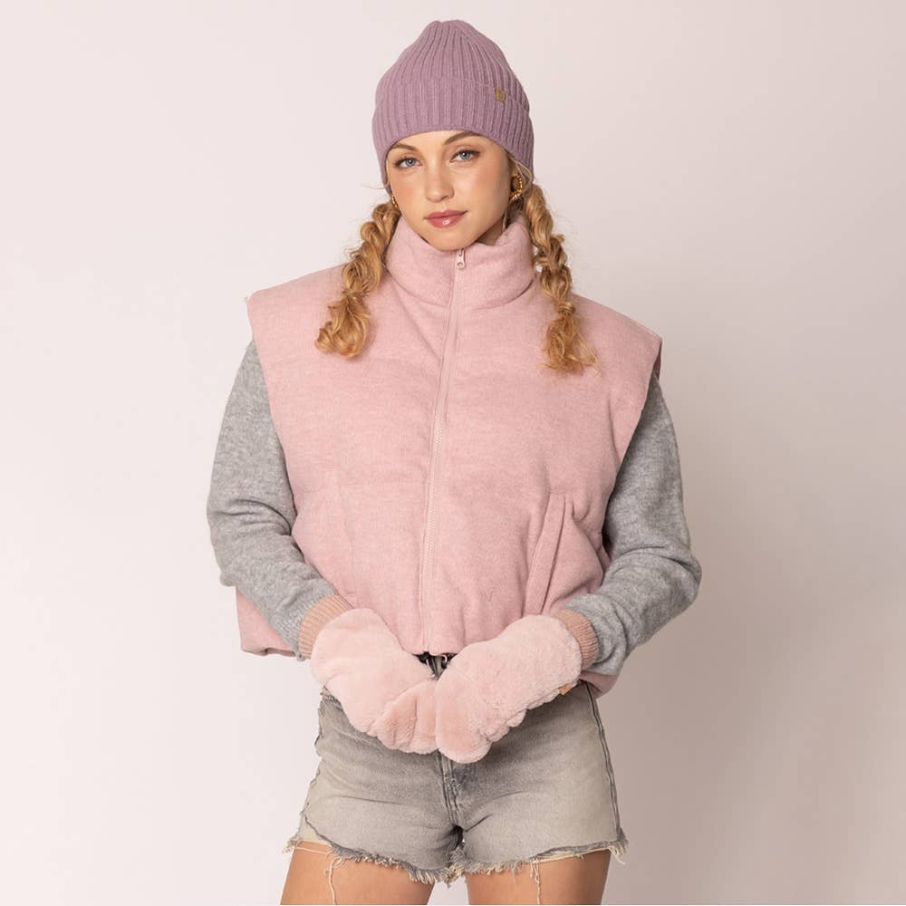 Sensibling Corp. - Vente Moufles – femme - Moufles ouvertes en fausse fourrure solide4