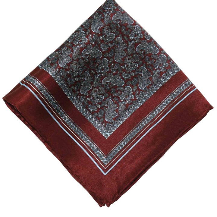 Brown Baby Paisley Silk Pocket Square for wholesale by Aristocrats Bows N Ties