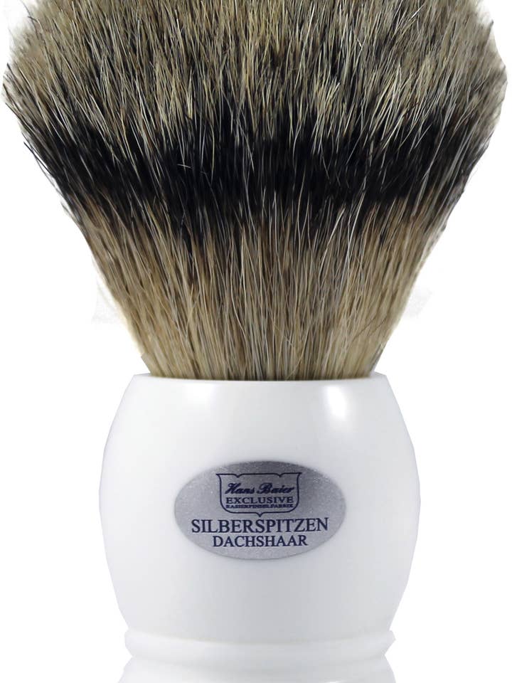 Pennello da barba acrilico bianco per la vendita all'ingrosso da parte di Hans Baier Exklusive