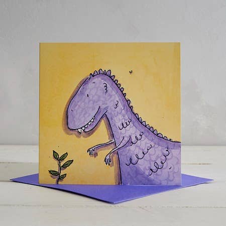 Tarjeta de felicitación T-Rex «Trevor» para venta al por mayor de Helen Wiseman Illustration