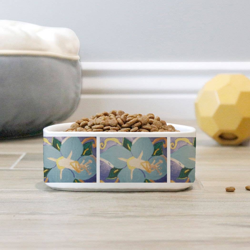NOLAs Finest Pet Care llc - Wholesale Pet Bowl - Cat/Dog - Blue Magnolia Ceramic Pet Bowl