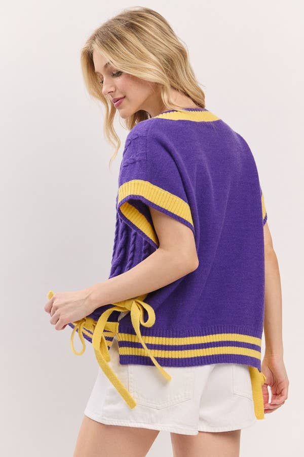 Sewn and Seen - Wholesale Sweater Vest - Women's - Cable Knit Varsity Sweater Vest13