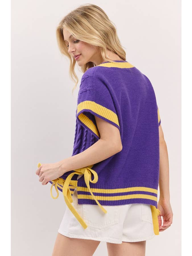 Sewn and Seen - Wholesale Sweater Vest - Women's - Cable Knit Varsity Sweater Vest13