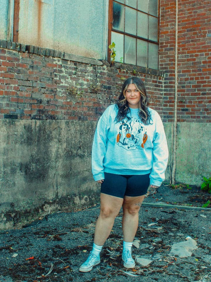 Spooky Black Cats Oversized Crewneck Sweatshirt for wholesale by The Clandestine Underground