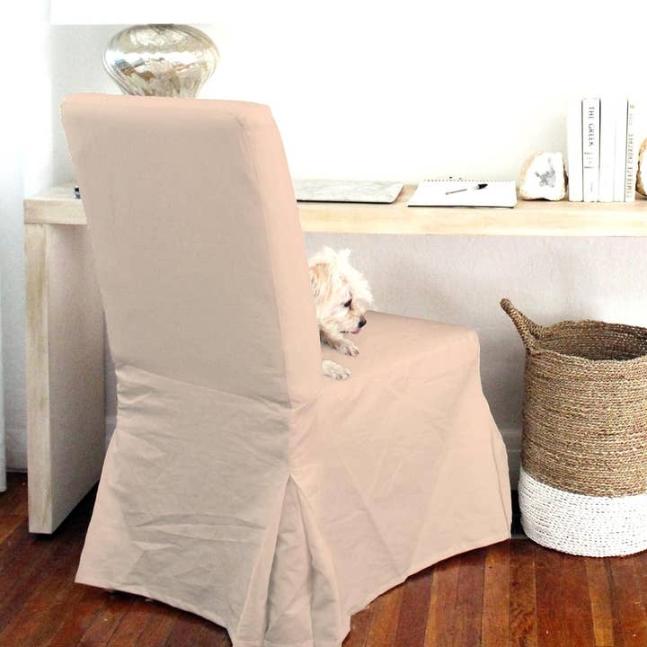 Rockin Cushions - Wholesale Chair/Sofa Slipcover - 4 Pack - Dining Chair Slip Covers, Compatible with IKEA Henriksdal, Beige Linen Floor Length
