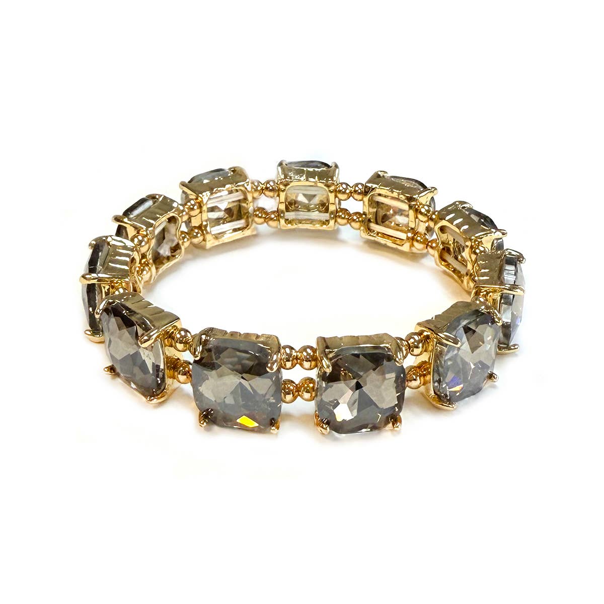 StarryNYC - Vendita all'ingrosso Braccialetto con ciondolo/pendente - Bracciale elasticizzato con cristalli in vetro tagliato a cuscino34