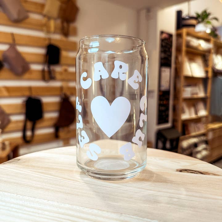 Tin can with print "Self Care Club" for wholesale by cool people club