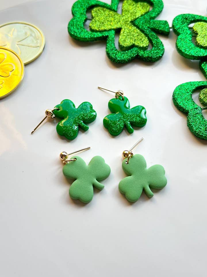 Shamrock Polymer Ler Sankt Patricks Dag Øreringe for engroshandel hos WanderingCalicoClay