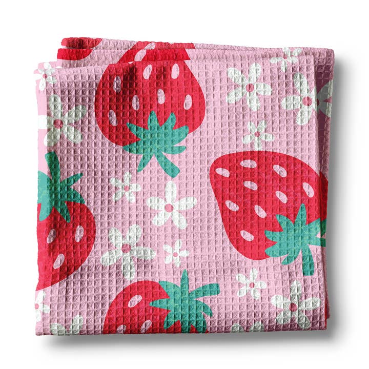 Strawberry Summer Fruit Market Berry Kitchen Towel Waffle for wholesale by Canary Road