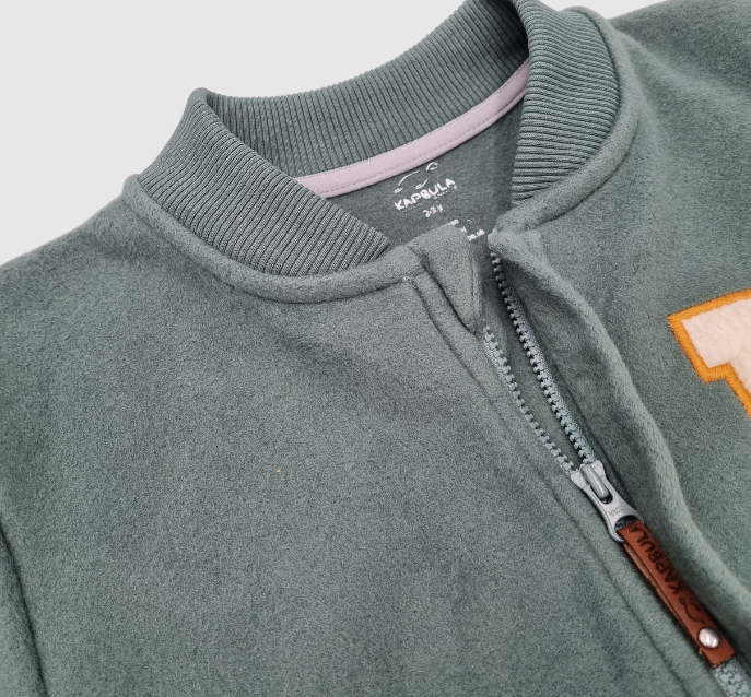 Kapbula Organics - Wholesale Bomber Jacket - Kids - Adventurer Organic Fleece Bomber Jacket Green2