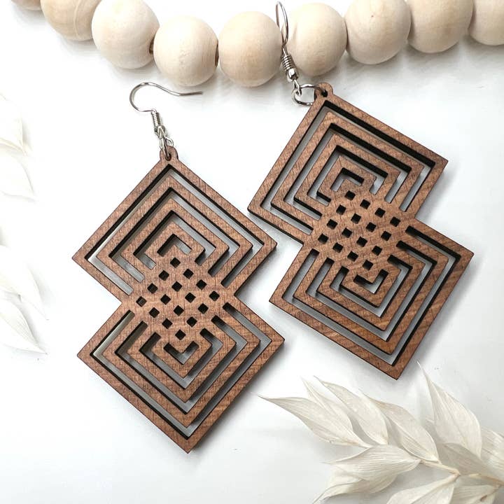 Wooden Earrings / Boho Style Earrings / Wood Earrings for wholesale by Make and Fun