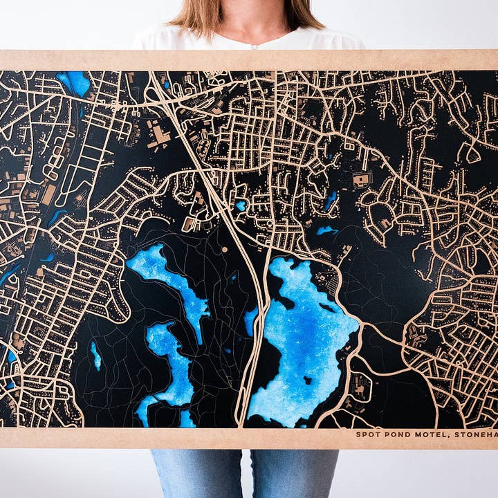 Laser Engraved Wooden Map of Any City or Town for wholesale by Kustwood