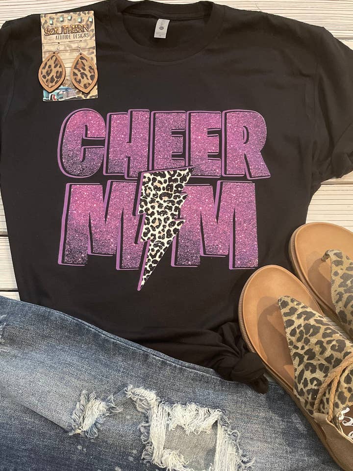 Southern Attitude Designs Inc - Wholesale T-Shirt (Graphic) - Women's - Glitter Cheer Mom0