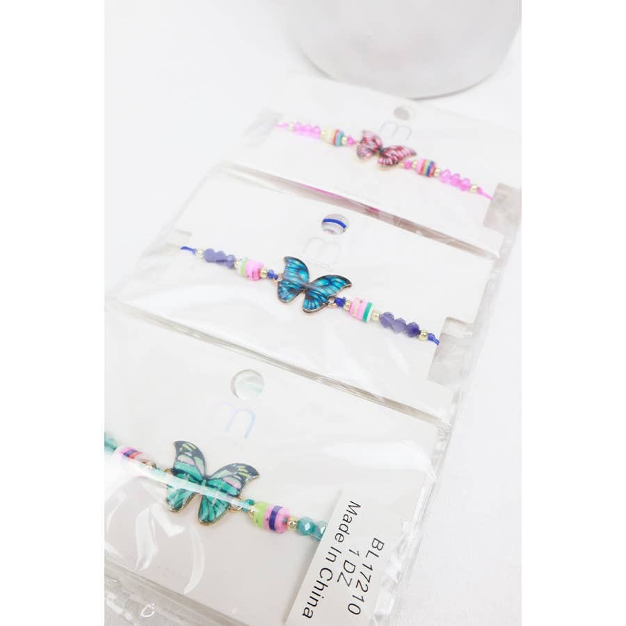 MIX COLOR Butterfly String Adjustable Bracelet  for wholesale on Faire7