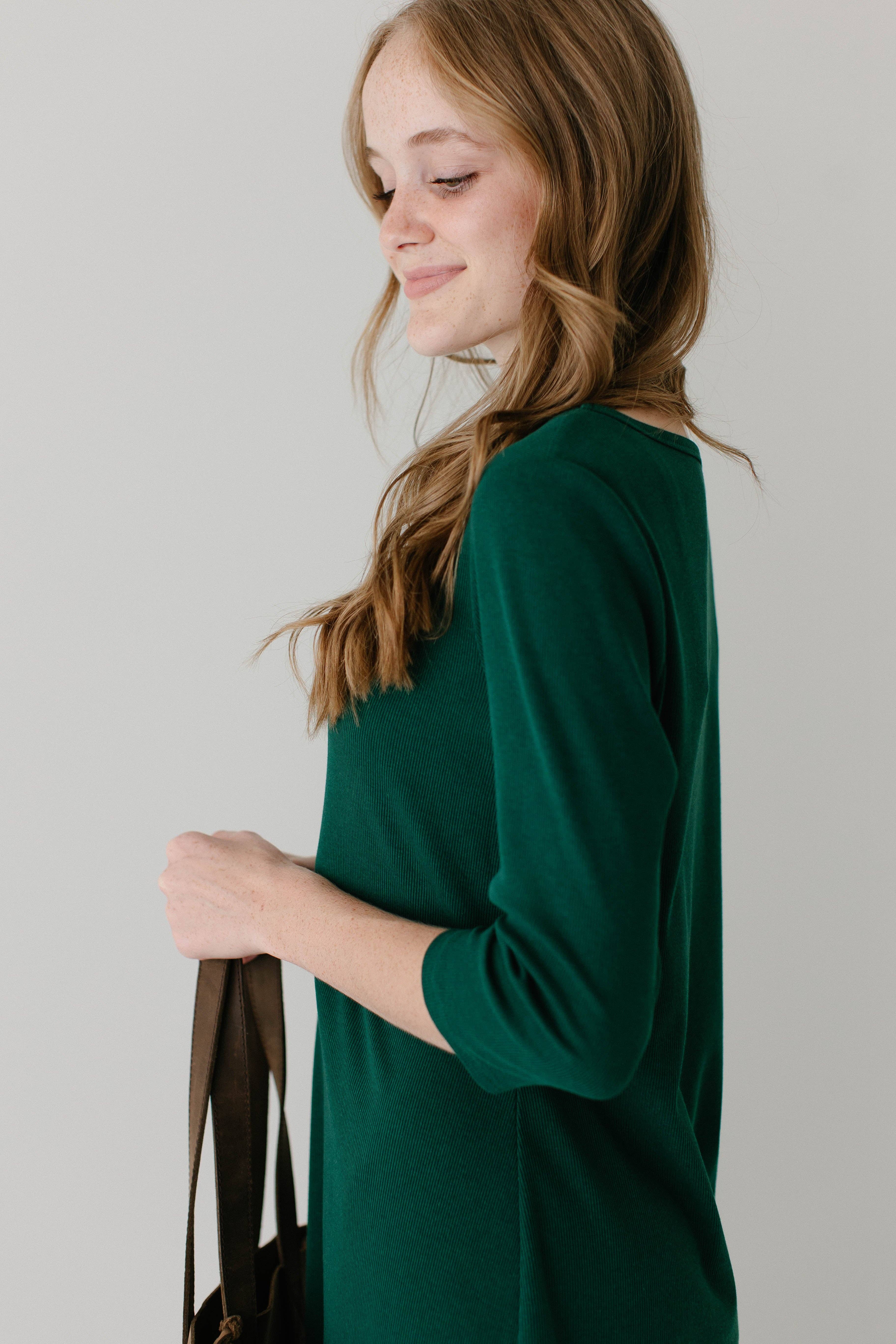 The Main Street Exchange - Wholesale Dress - Women's - 'Constance' 3/4 Sleeve Ribbed Midi Dress FINAL SALE22