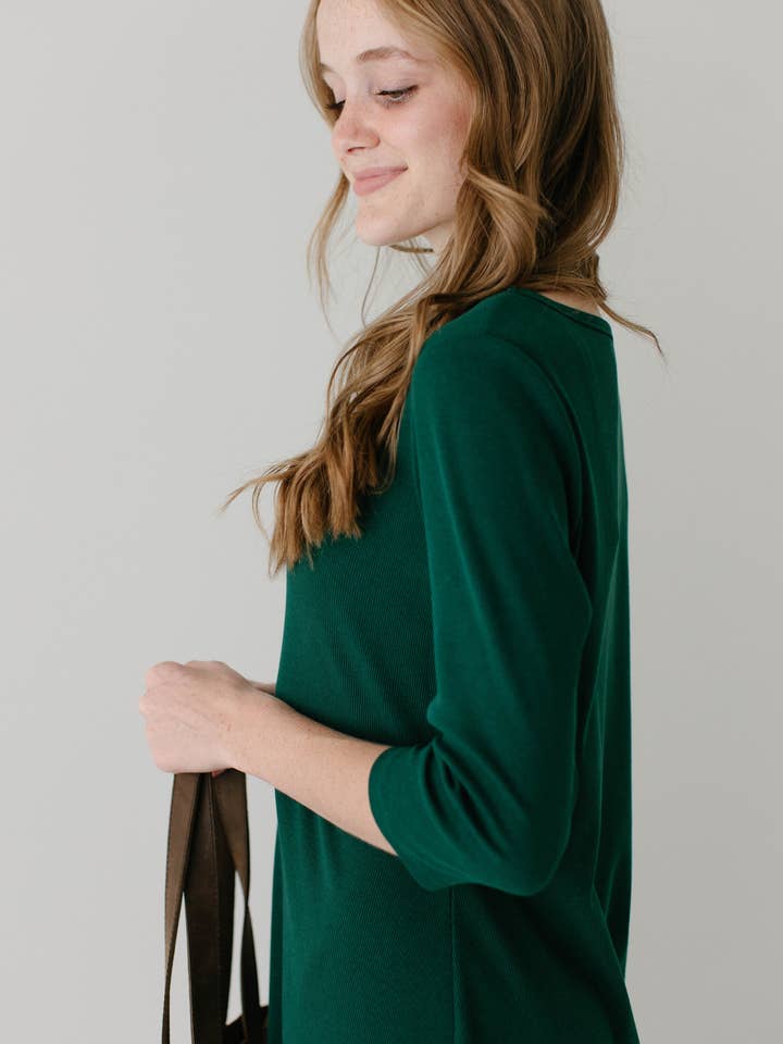 The Main Street Exchange - Wholesale Dress - Women's - 'Constance' 3/4 Sleeve Ribbed Midi Dress FINAL SALE22