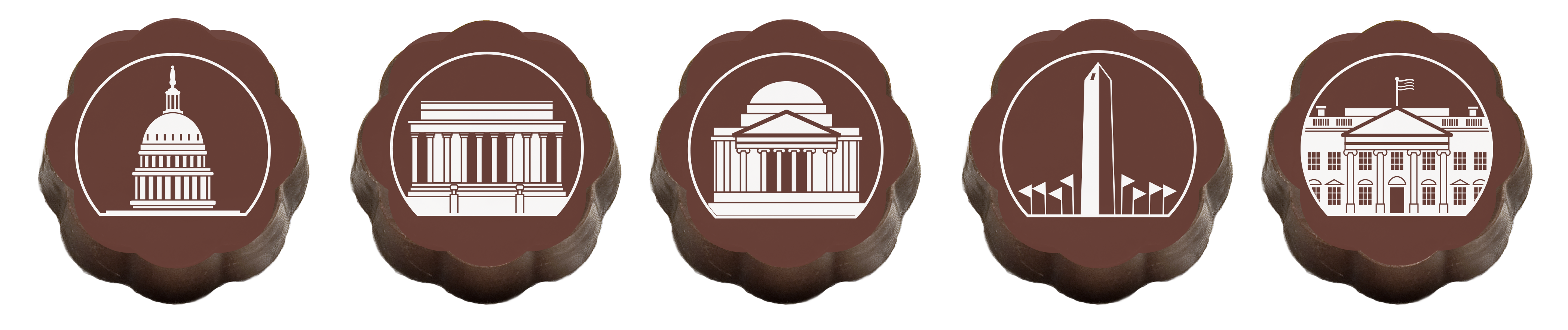 Chouquette - Vendita all'ingrosso Confezioni di cioccolatini - Cioccolatini al Caramello Ricoperti di Cioccolato con Monumenti di Washington DC - Confezione da 51
