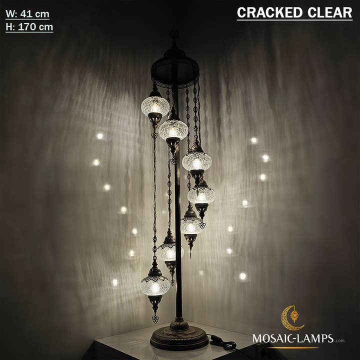 Mosaic Lamps – Engroshandel Gulvlampe – 7 Cracked Clear Globe tyrkiske gulvlamper, Stue Bedsi5