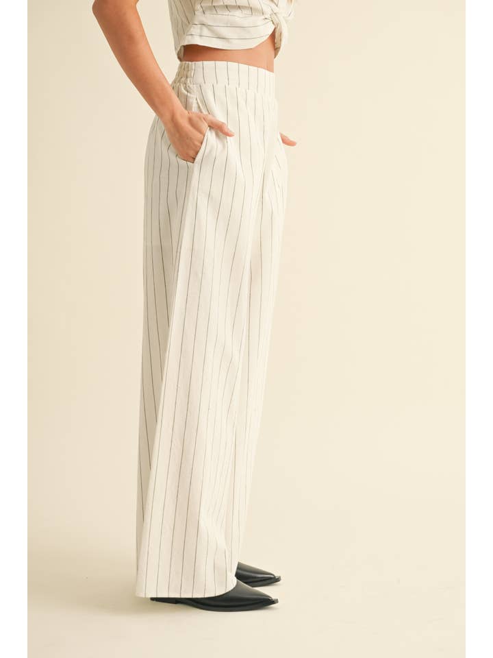 MIOU MUSE - Wholesale Pants - Women's - P4277ST STRIPE PATTERN PANTS WITH ELASTIC WAIST1