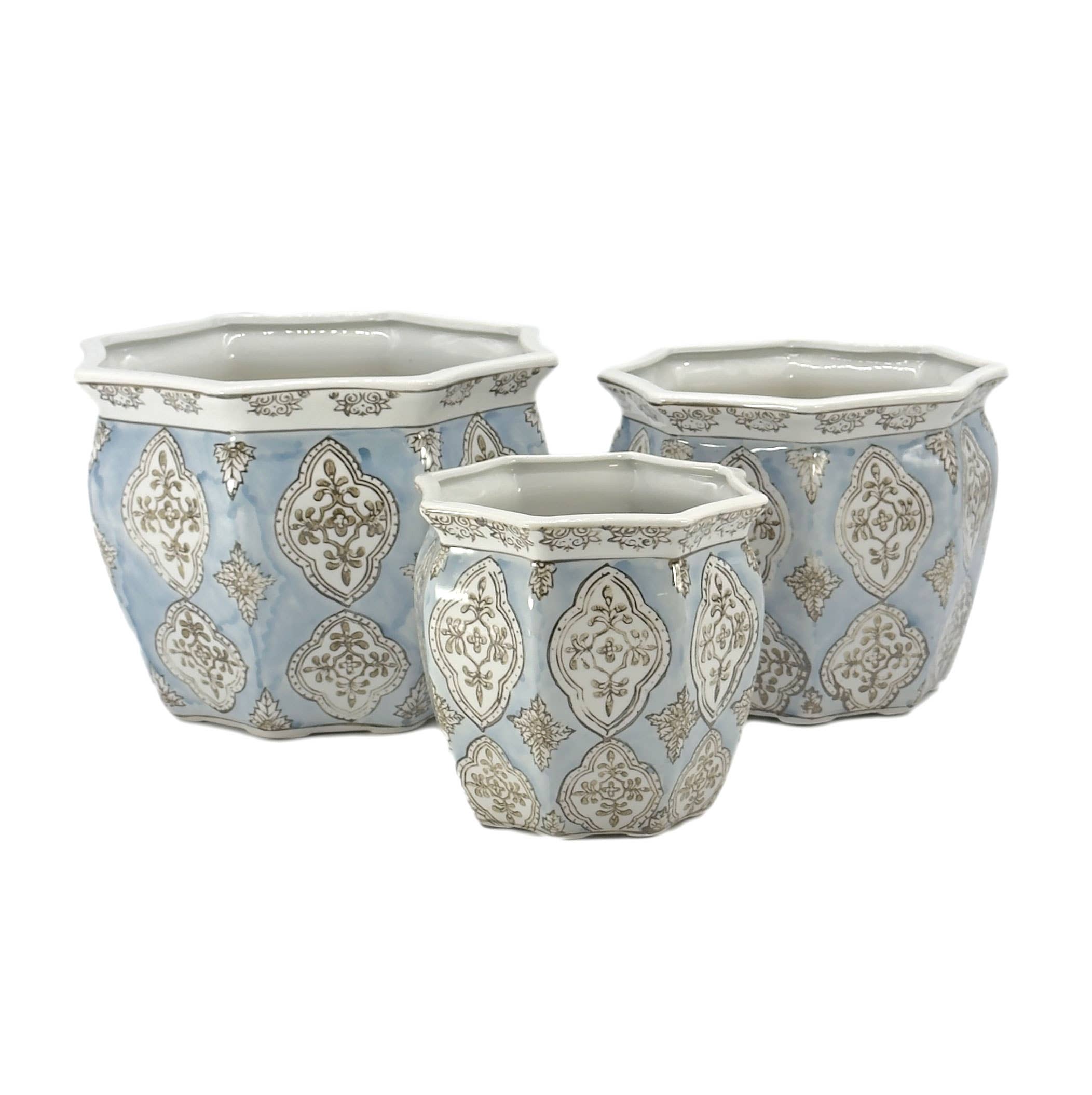 Galt International Company - Vendita all'ingrosso Vasi per piante - Set di 3 vasi per fioriere in ceramica Chinoiserie, 7,5"/10"/13"52