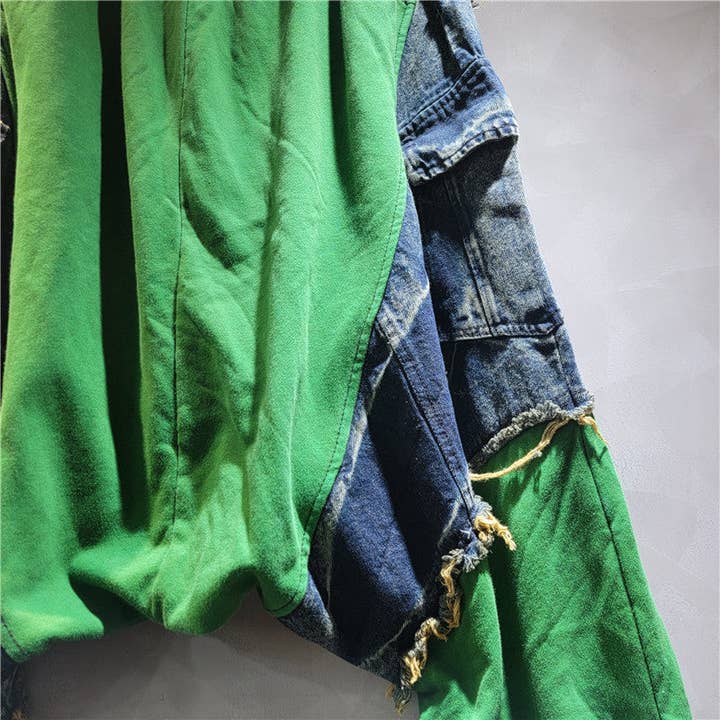 Sanyao Fashion - Wholesale Jeans - Women's - M184 Patchwork Street Jeans – Elastic Waist, Retro Cool3