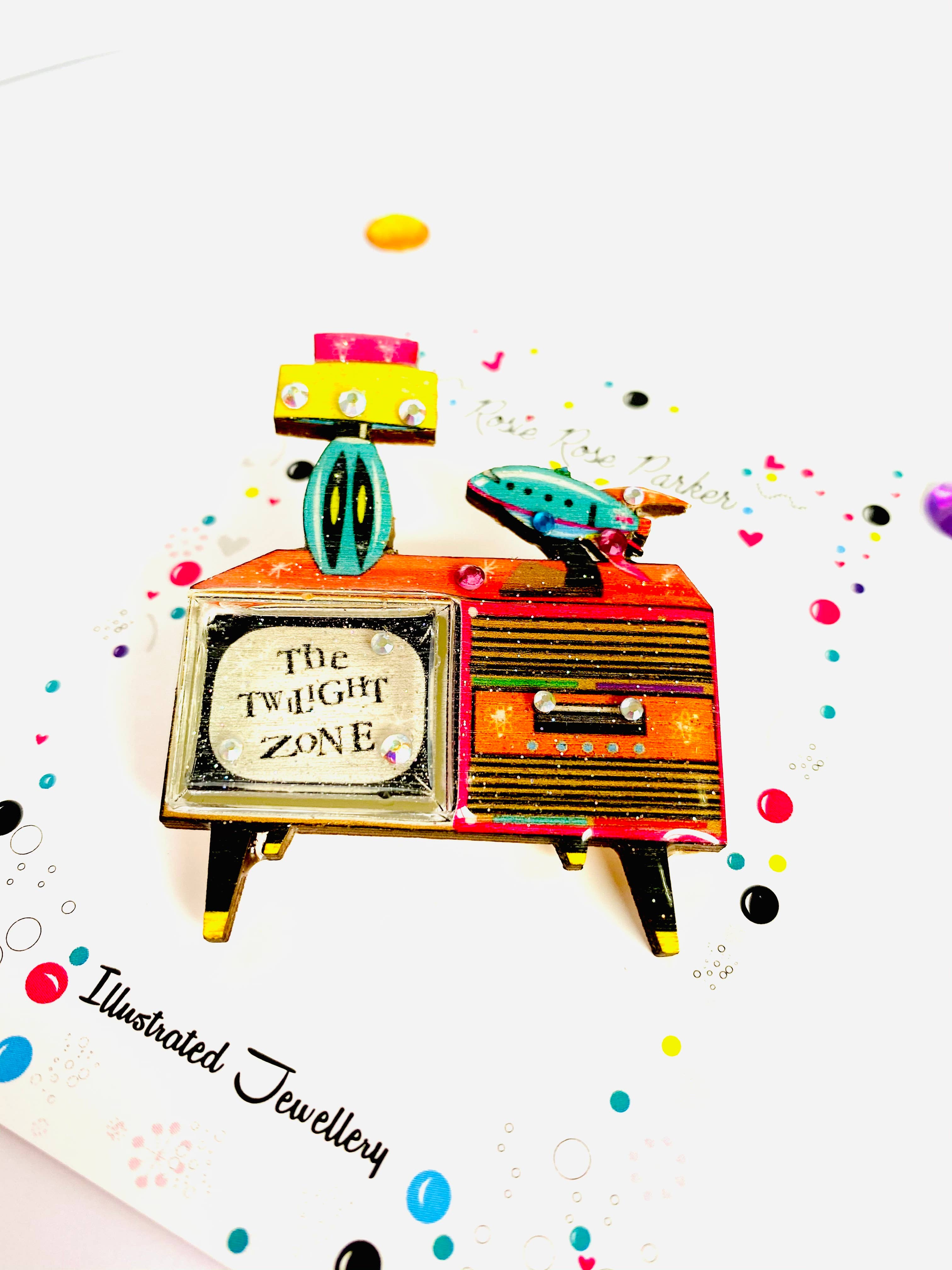 Rosie Rose Parker - Wholesale Brooch - Retro tv brooch colourful summer brooch statement unusual9