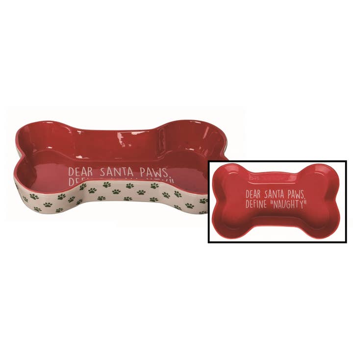 Ceramic Christmas Pet Bowl Set 2 Multicolored Bowls for wholesale by Transpac
