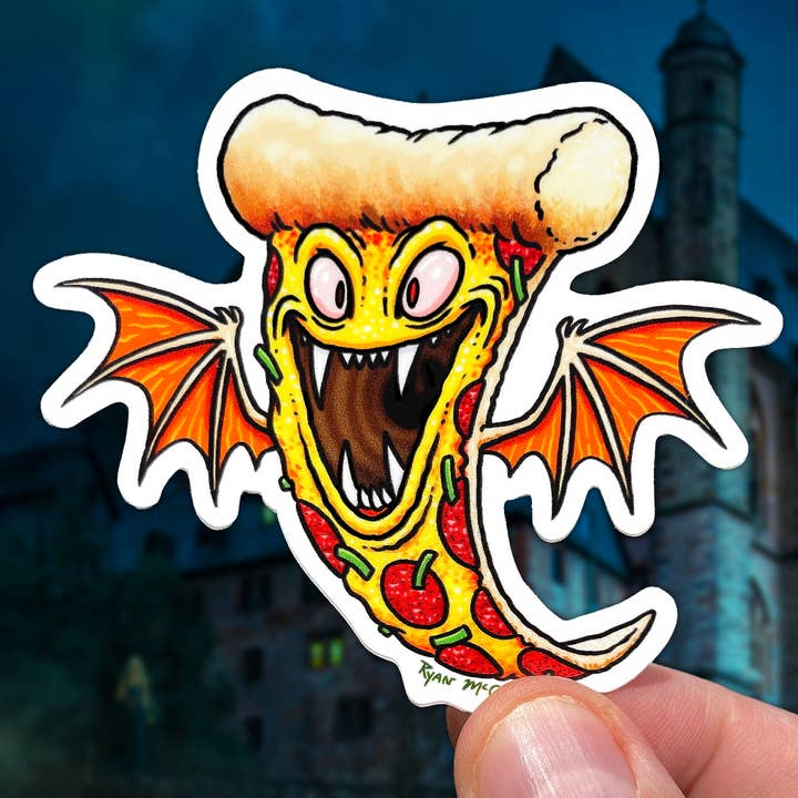 AUTOCOLLANT EN VINYLE : Vampire Pizza (Halloween Food Monsters) pour la vente par Ryan McCulloch Art