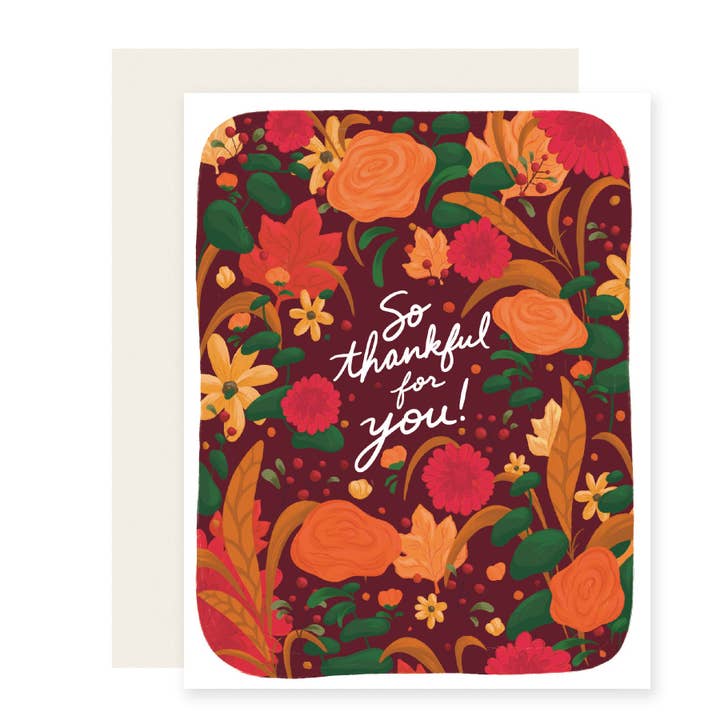 Fall Floral Thankful Card for wholesale by Slightly Stationery