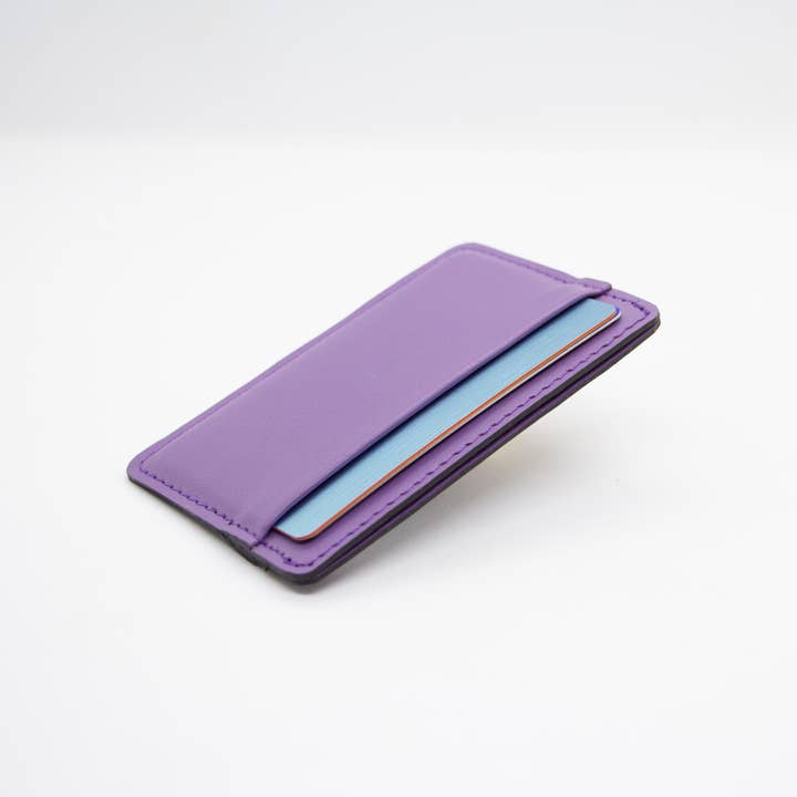 Twin Engine Coffee - Wholesale Card Holder - Unisex - Leather Card Wallet - Purple - Artisan Fair Trade