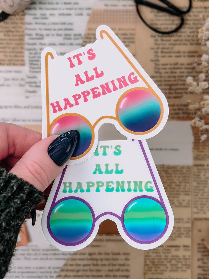 It's All Happening Sunglasses Sticker, Multiple Colors, 3x3i for wholesale by Twelfth Pine