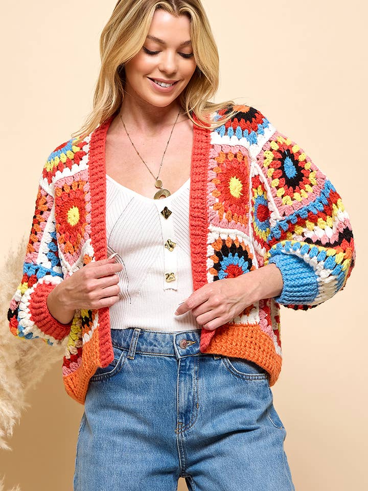 Multi Crochet Open Cardigan for wholesale by Cezele