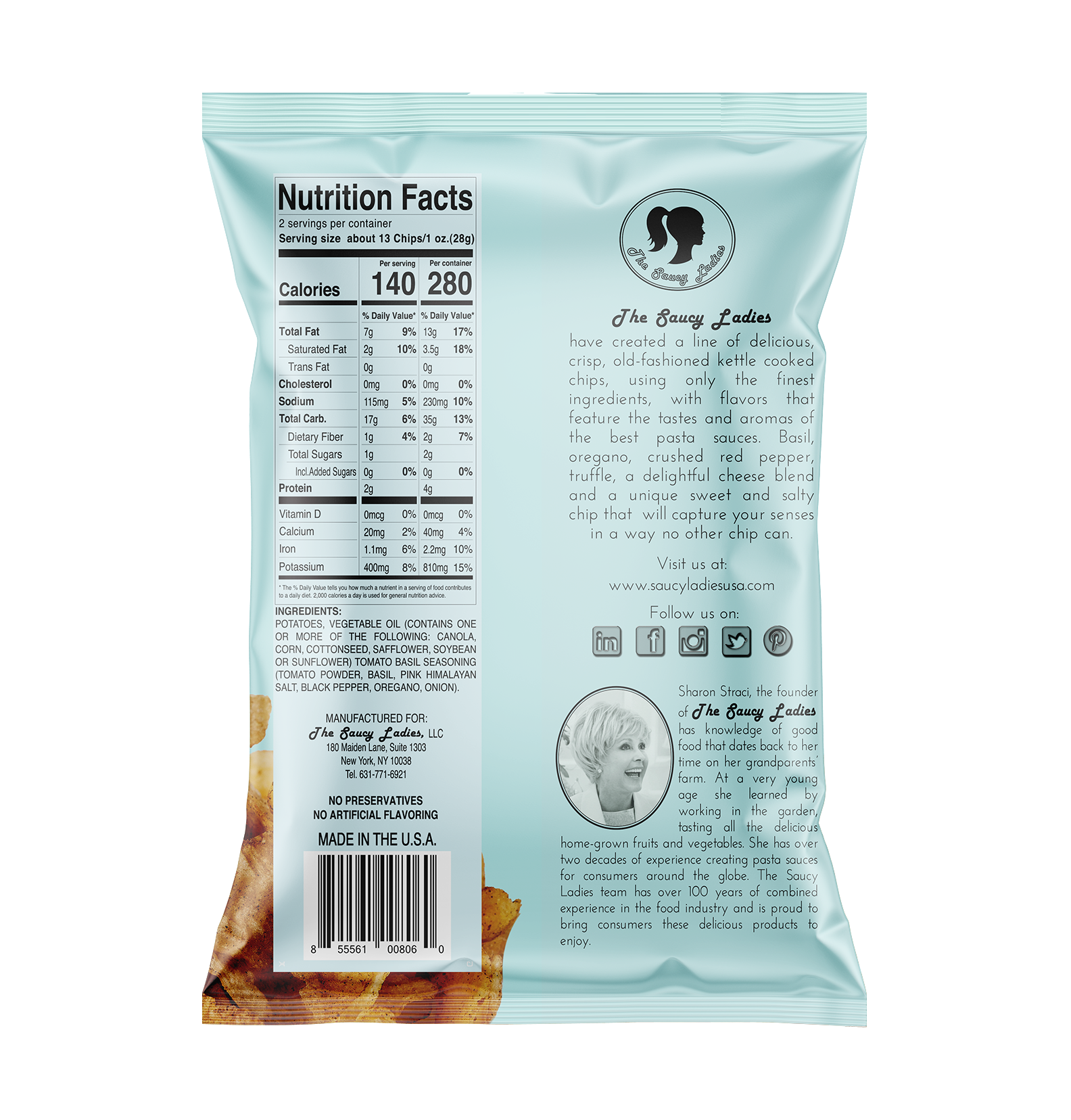 The Saucy Ladies - Wholesale Chips - Saucy Ladies Tomato Basil Kettle Chips - 2oz1