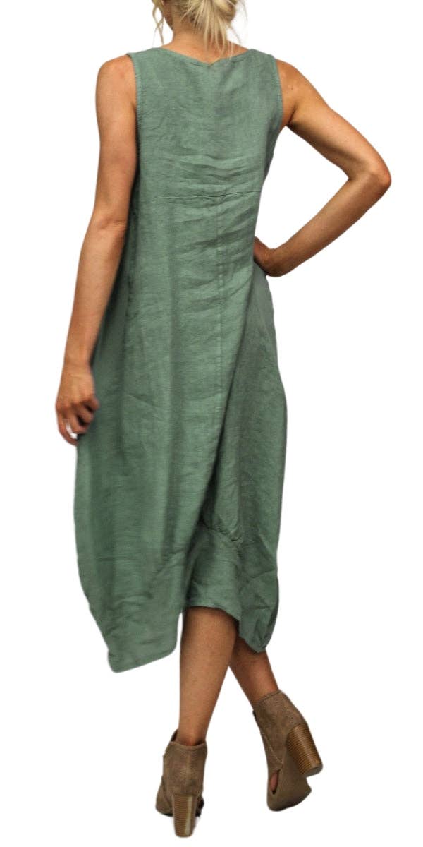 Gigi Moda - Wholesale Dress - Women's - Pure Linen Sleeveless Dress40