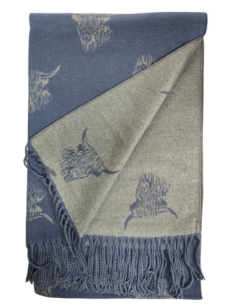 Strathurie – Engroshandel Tørklæde - Dame – Dameuldblandet tørklæde med højlandskvæg Khaki/Grå2