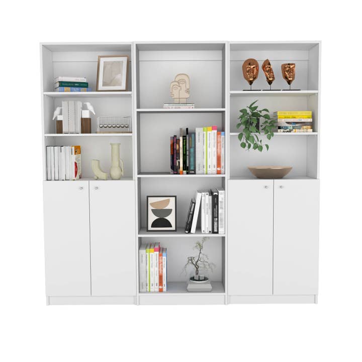 Treevol Furniture - Wholesale Bookcase - Emery 3 Piece Living Room Set with 3 Bookcases, White