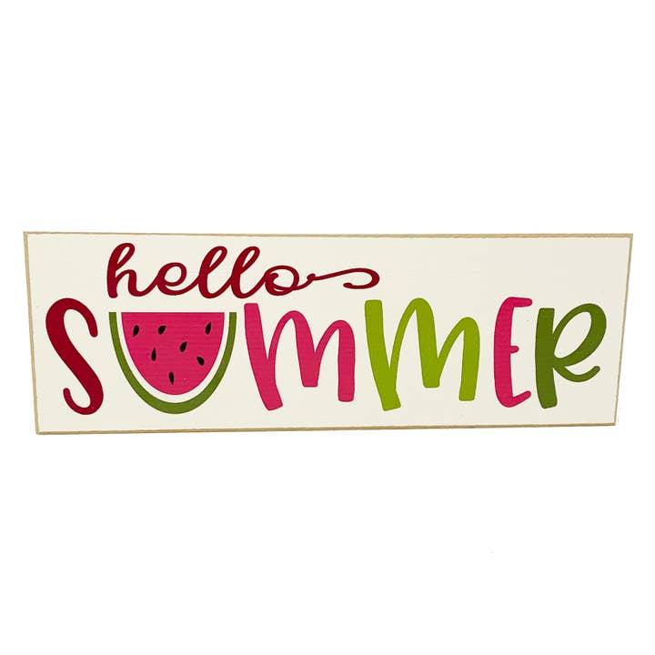 Summer Sign - Hello Summer Watermelon 3in x 9in for wholesale by Crafts With a Side of You LLC