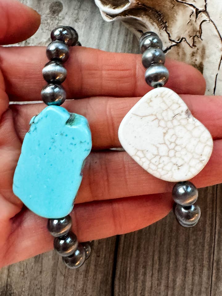 Western Slab Stone Stretch Bracelet for wholesale by Boho Ranch Shop