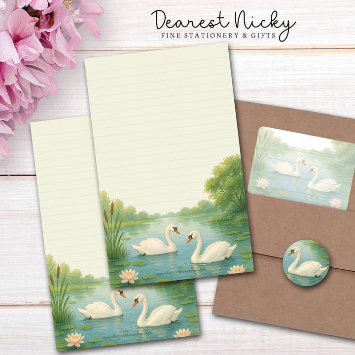 Ensemble de correspondance Cygnes pour la vente par Dearest Nicky