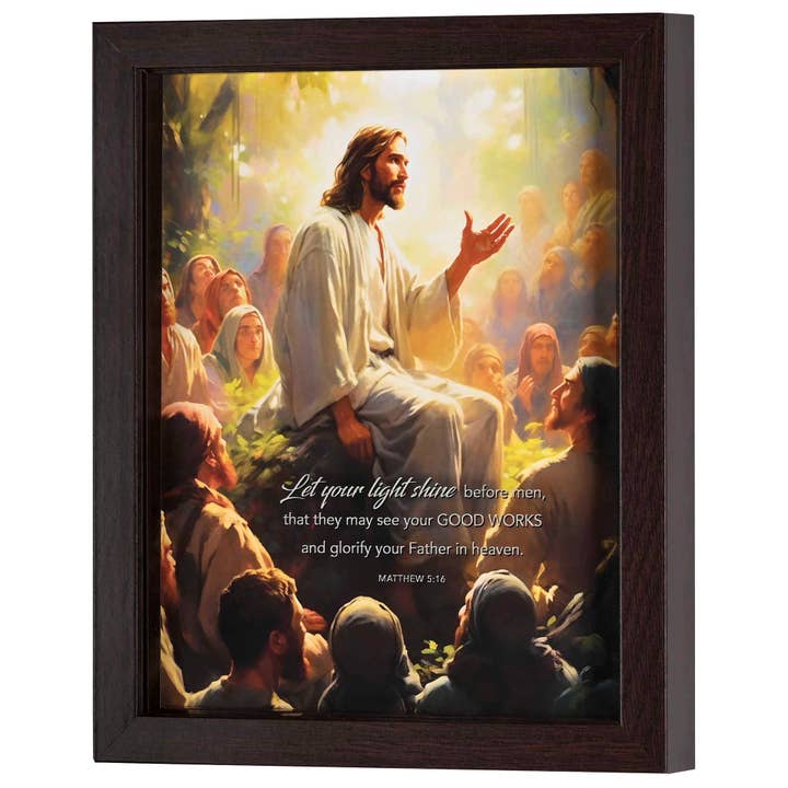 Magnolia – wholesale Decorative tabletop object – Framed Art Let Your Light Shine 8x102