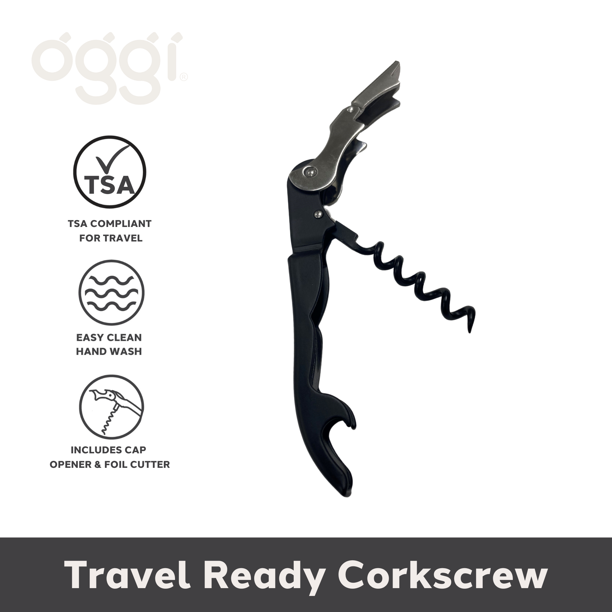 Oggi – wholesale Bottle/wine opener – Waiter's Corkscrew - TSA Compliant1
