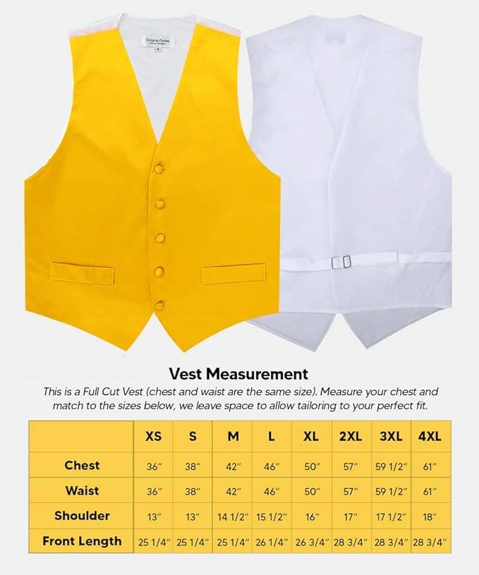 Dubal Brothers - Wholesale Suit Vest - Men's - Vittorio Farina Solid Satin Vest Set (White Back) Var. 02 (Mustard-Yellow)48