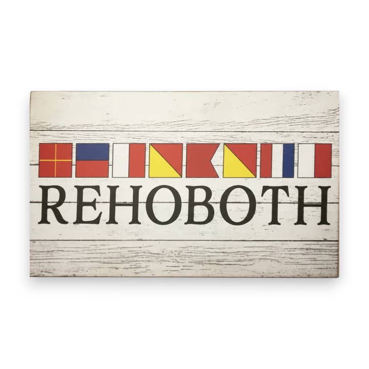 Houten bord met maritieme vlag van Rehoboth, Delaware Gifts voor wholesale door JennyGems