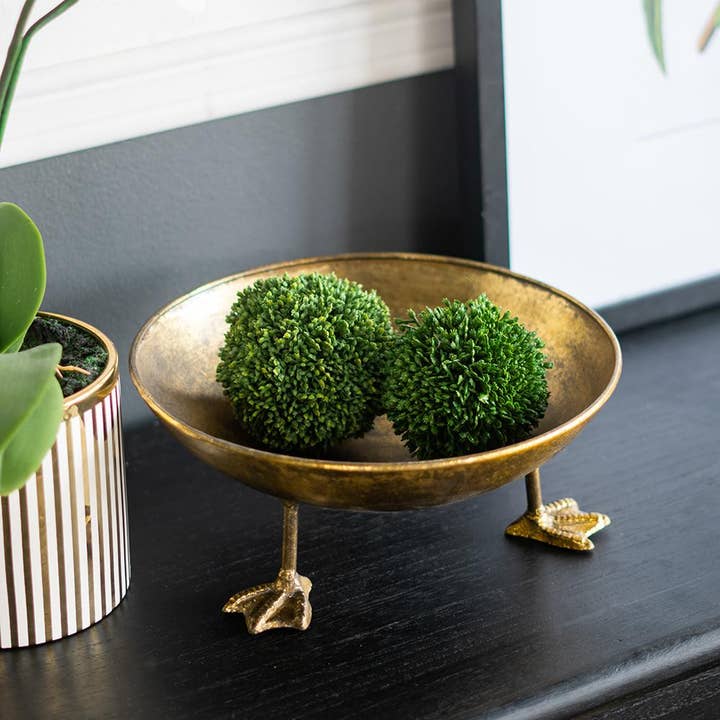 A&B Home Group Inc. - Wholesale Decorative Tray - S/2 D12x3" Gold Iron Accent Trays with Duck Feet4