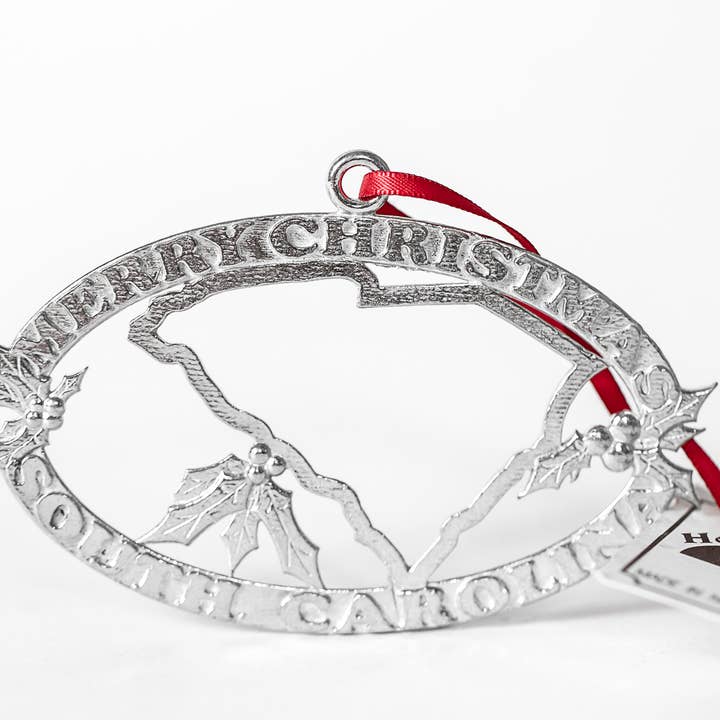 House of Morgan Pewter - Wholesale Ornament - South Carolina Christmas Ornament - State Symbol and Outline6