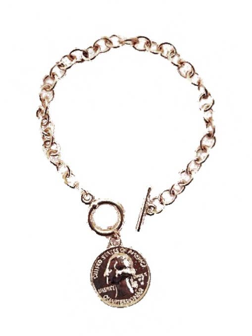 US Coin Decor Metal Chain Bracelet for wholesale by Cap Zone