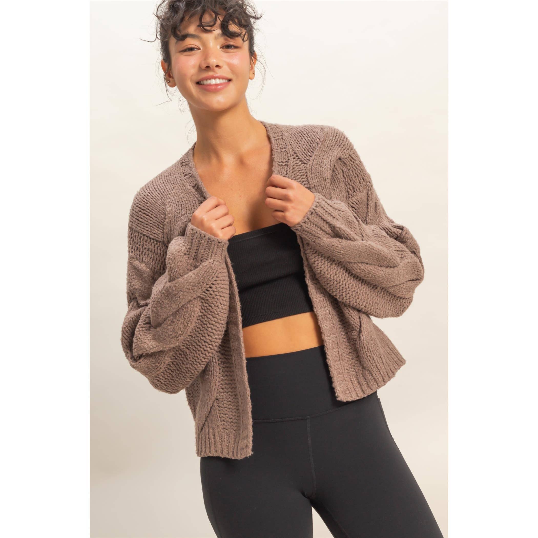 HYFVE - Wholesale Cardigan - Women's - Oversized Cable Knit Open Front Cardigan Sweater10