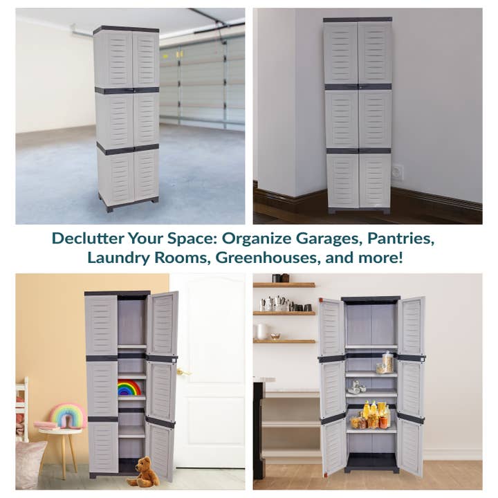 Sunnydaze Decor - Wholesale Cabinet - Lockable Storage Cabinet with 4 Shelves - Gray - 72"3