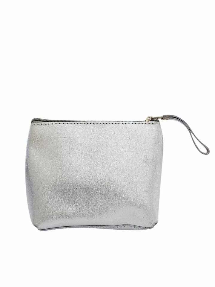 ReLeather Makeup Bag- Silver for wholesale by MBH Leather